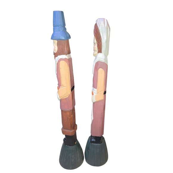 Thanksgiving Pilgrim Figurines Thin Holiday Figures - Picture 7 of 12